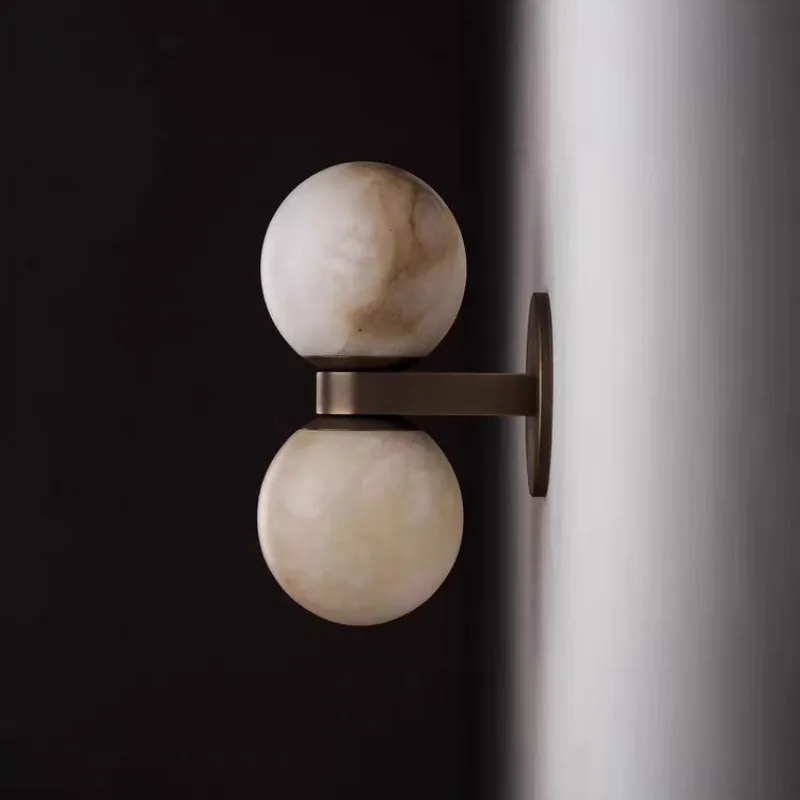 Natural Marble From Spain Wall Lamp Sphere Design LED Wall Sconce Bedside Hotel Rooms Luxurious
