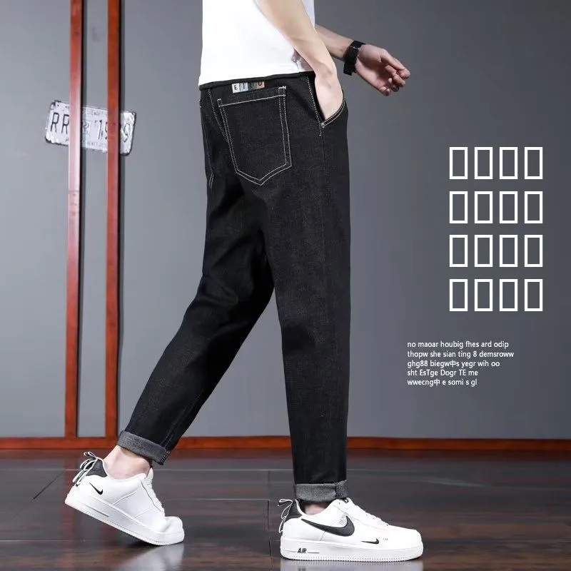 

Hong Kong Style Hip Hop Letter Print Men's Jeans Trendy High Street Fashion Straight Leg Cotton Polyester Blend Summer Pants