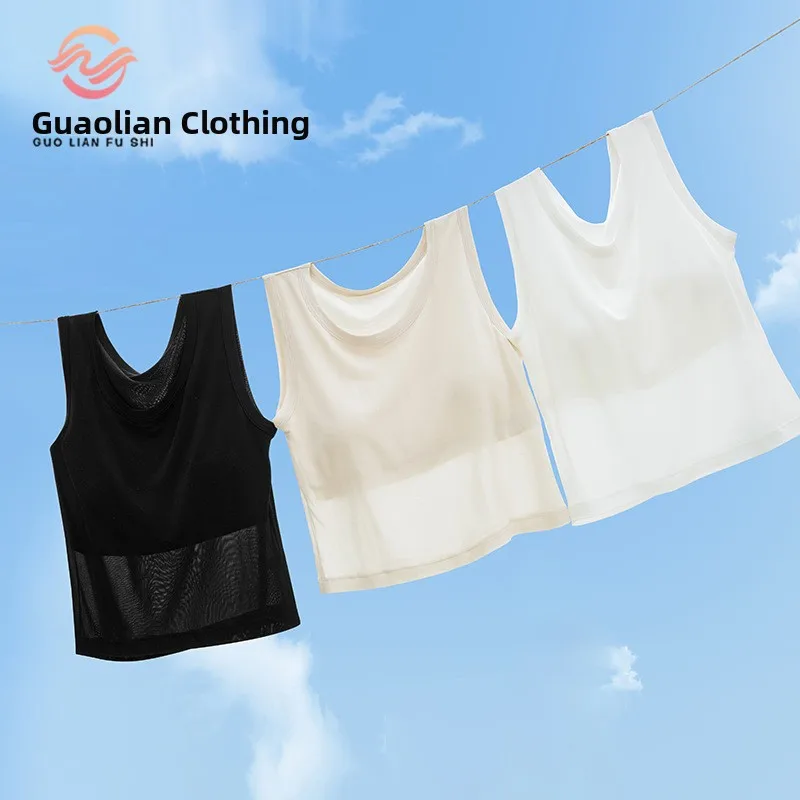 

Однотонная вязаная шелковая женская майка круглого цвета Ne Svel Silk Base Brtte Casual Sle китайского производства