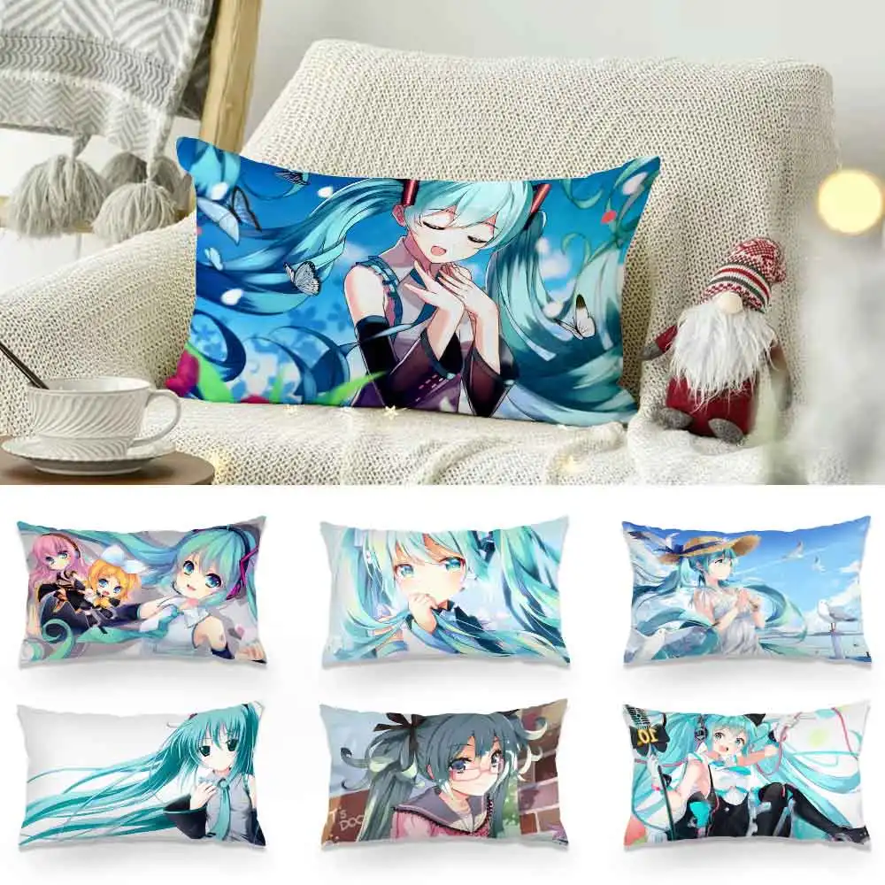 Hatsunes Mikus Double-sided Printing Rectangle Pillow Case Bedside Pillowcase Sofa Cushion Cover Room Home Decoration