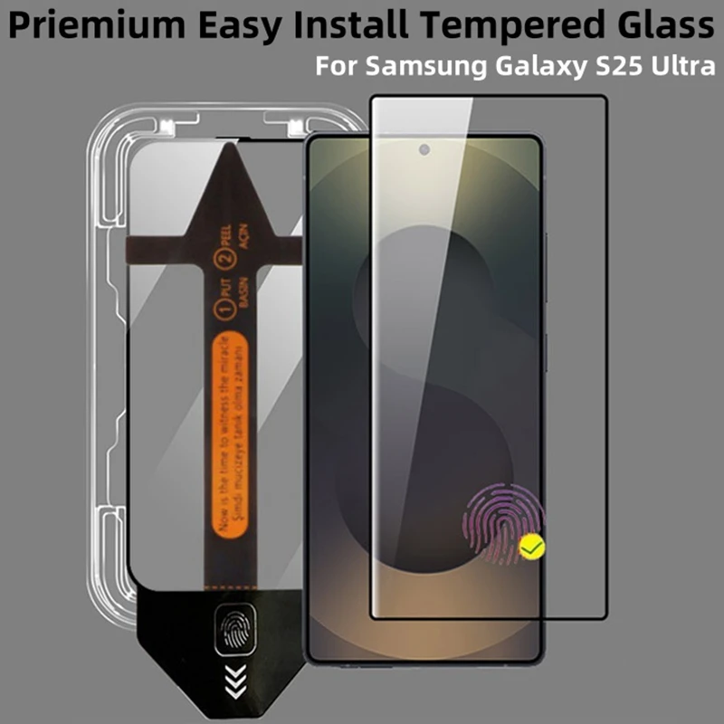 9H HD gehärtetes Glas für Samsung Galaxy S25 Edge Ultra S24Ultra Staubblase Displayschutzfolie S25 Plus Glasfolie Vollständige Abdeckung 2 Stück