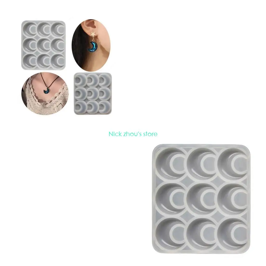 

E15E Moon Silicone Mold DIY Crystal Resin Pendant Mold Necklace Pendant Mold
