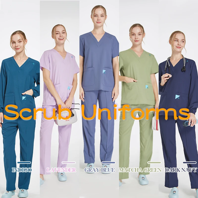 4-way Stretch Nursing Scrubs Quick Dry Medical Uniforms for Women Soft Hospital Wrok Sets Dental Pediatric Surgeon Scrubs S12