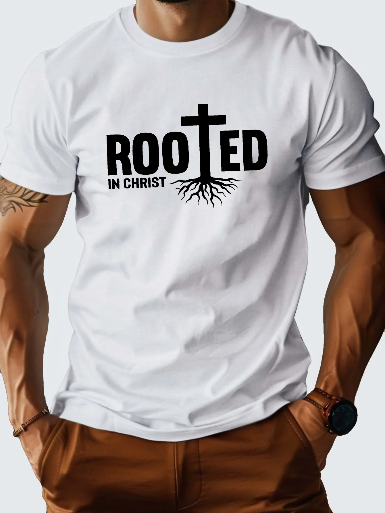 

Мужская рубашка из чистого хлопка ROOTED IN CHRIST Comfort Fit