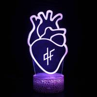 Nighdn Heart 3D Night Light Table Desk Lamp 7 Colors Optical Illusion Touch Nightlight with Acrylic Flat ABS Base USB Cable