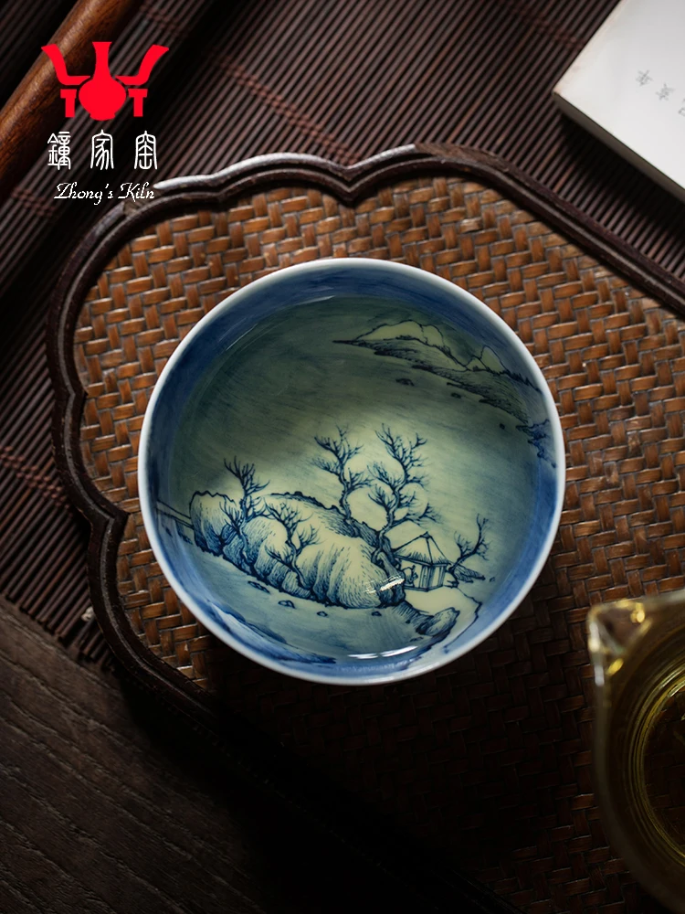 

Zhongjia Master Single Cup Jingdezhen Handmade Pot High End Tea Set With Blue And White Firewood Kiln Snow Scenery