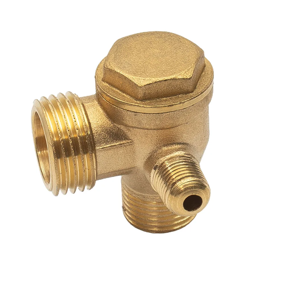 Imagem -04 - Compressor de ar 3-port Latão Rosqueado Válvula de Retenção Conector Ferramenta 10*16*20 Rosca Macho Way Metal Válvula de Verificação do Compressor de ar Ouro
