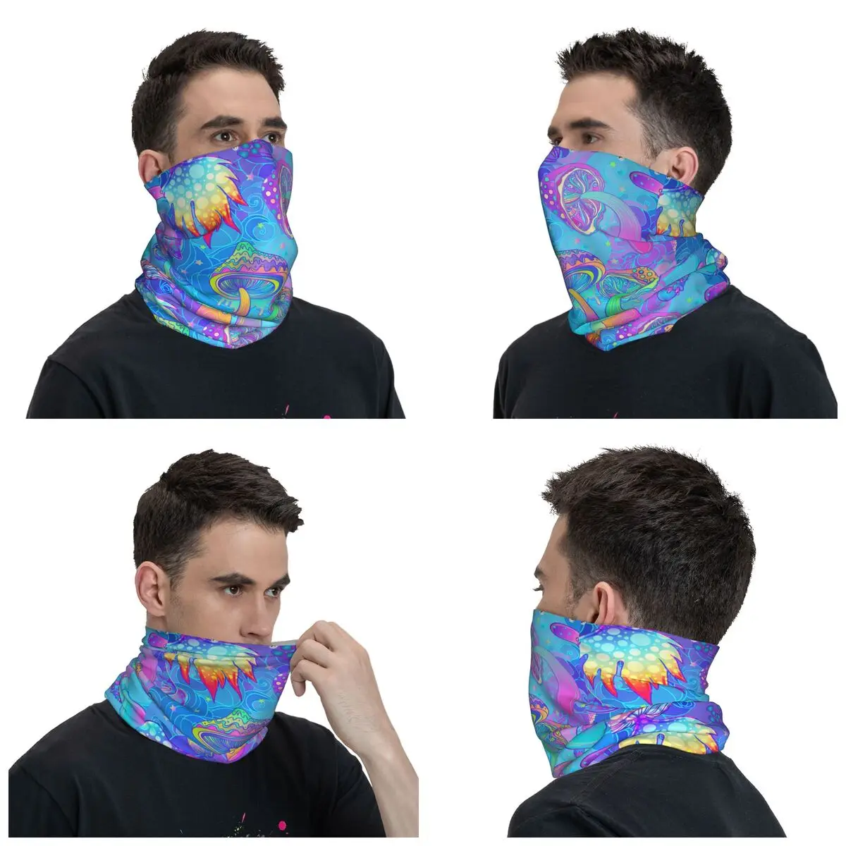 Psychedelic Magic Mushrooms Bandana Neck Cover Printed Wrap Scarf Multi-use Face Mask Running Unisex Adult Winter