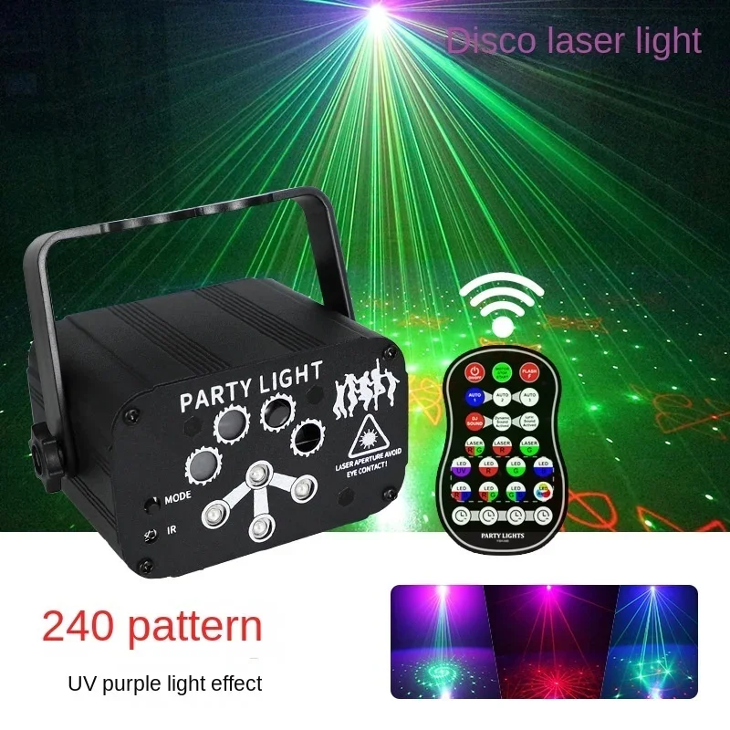 KTV Laser Mini laser 8 hole lamp party atmosphere DJ lamp pattern rotary projection scanning lamp stage light