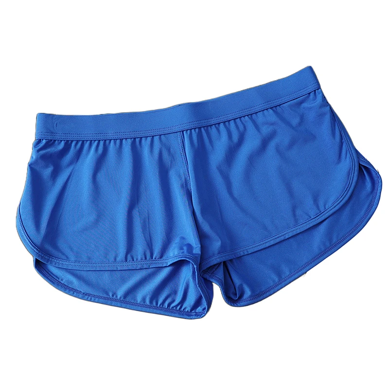 

Мужское нижнее белье, спортивные шорты-боксеры с разрезом по бокам, сексуальные брюки из ледяного шелка Cuecas Masculinos Aro, трусы мужские боксеры