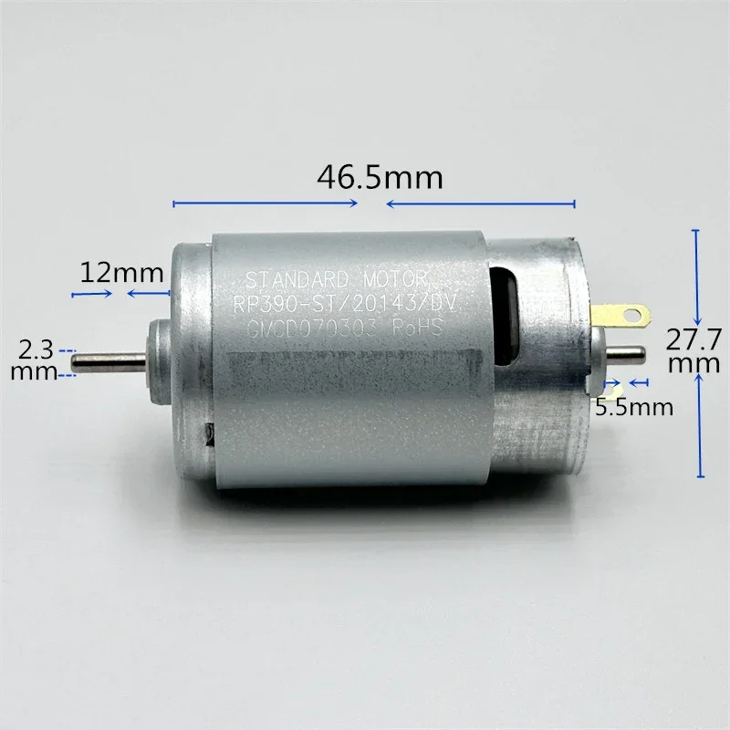 STANDARD RP390-ST-20143 Carbon Brush Motor DC 12V- 24V 10250RPM High Speed Large Torque Dual Shaft for Sweeper Robot Machine