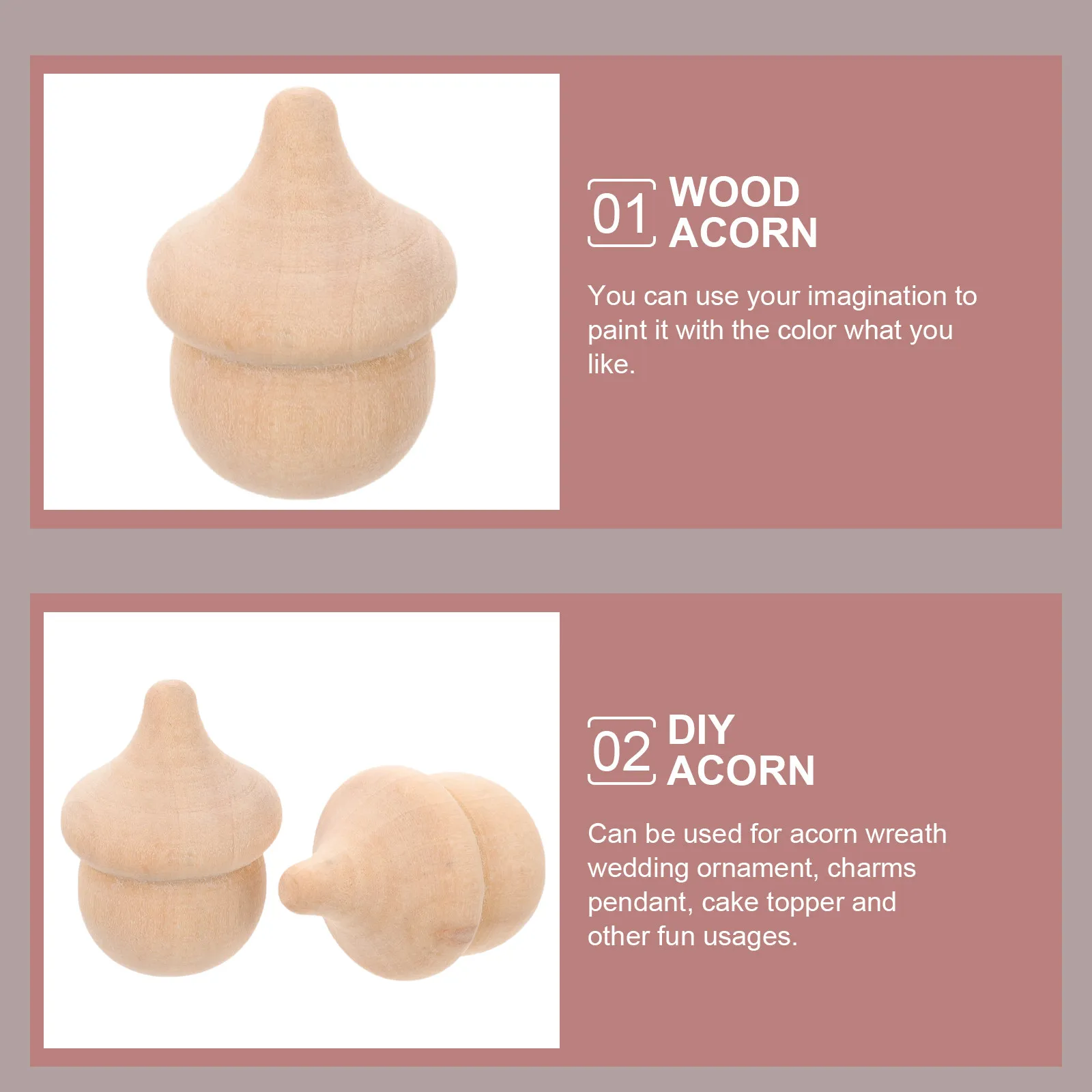 20Pcs Unfinished Wooden Acorns Natural Wood Craft Supplies for DIY Painting Staining Educational Math Manipulatives Holiday