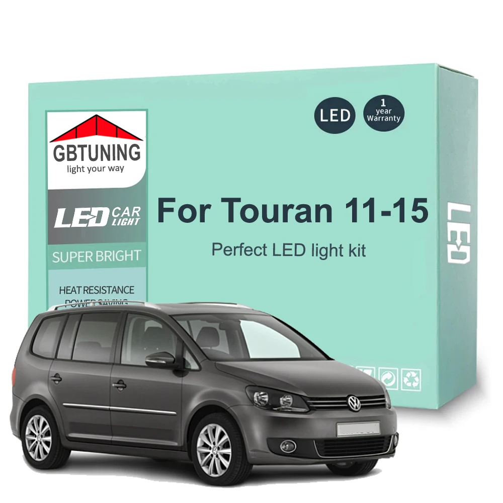 13szt Canbus LED Zestaw żarówek wewnętrznych do VW Volkswagen Touran 1T 2011 2012 2013 2014 2015 Samochodowa lampa bagażnika do czytania w pomieszczeniach
