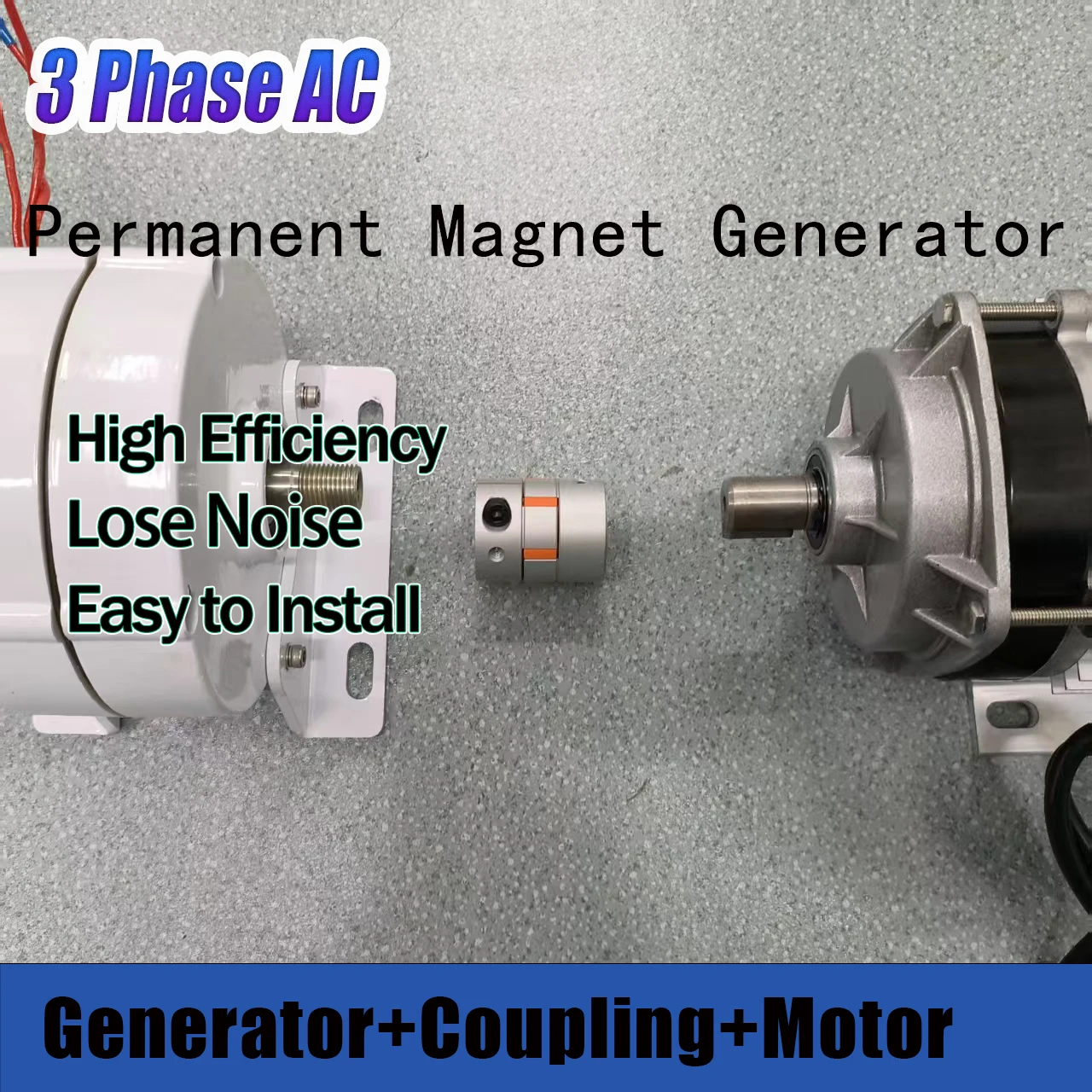 

6KW Low Speed Permanent Magnet Generator 220V 380V Three Phase AC Alternator with DC Driving Motor for Home Appliance