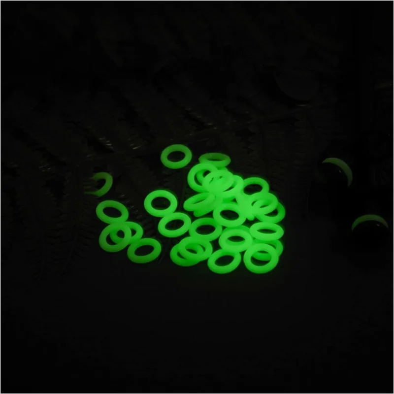 20 Pcs 10mm Outdoor Tent Stake Fluorescent Ring Canopy Pegs Luminous Luminescent Silicone Ring for Camping Hiking Accessories