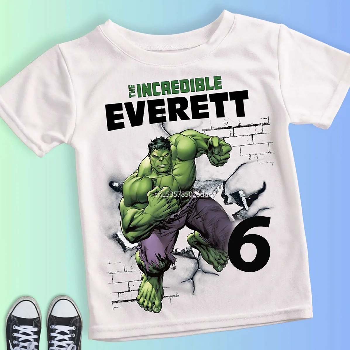 Boy Birthday Hulk Personalize Name Shirt Children 2 3 4 5 6 7 8 Years New Marvel Hulk Birthday Summer White Short Sleeve T-Shirt