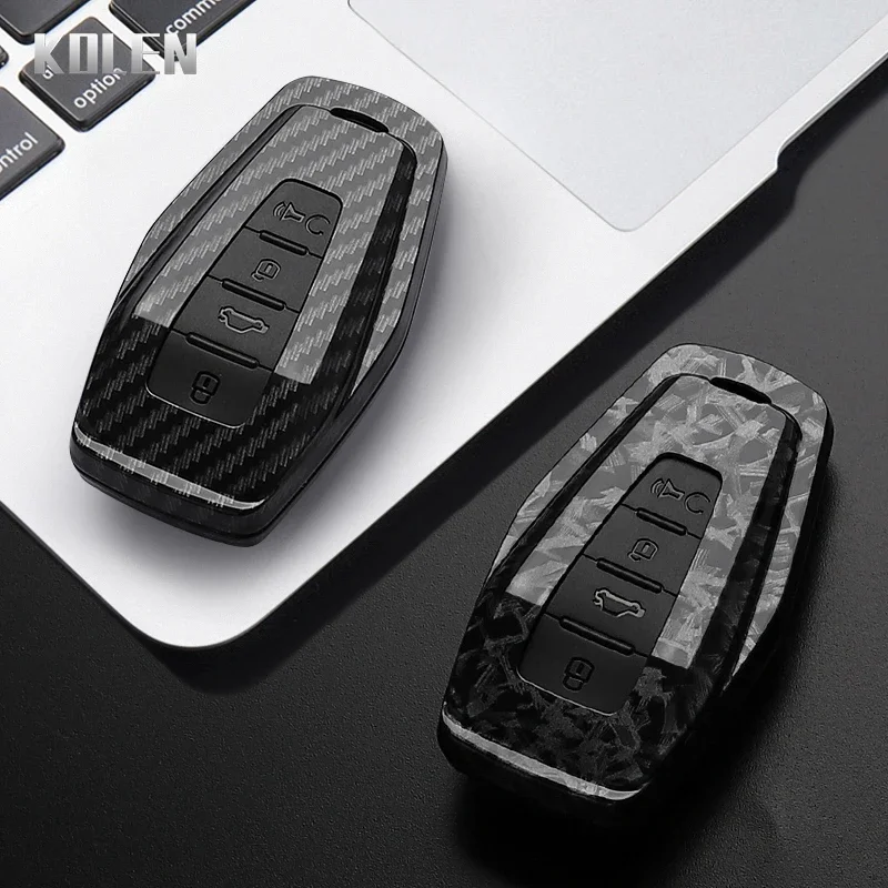 Funda protectora para llave de coche estilo fibra de carbono ABS para Geely Okavango Coolray Atlas Monjaro Tugella Emgrand GT S Proton X50 X70