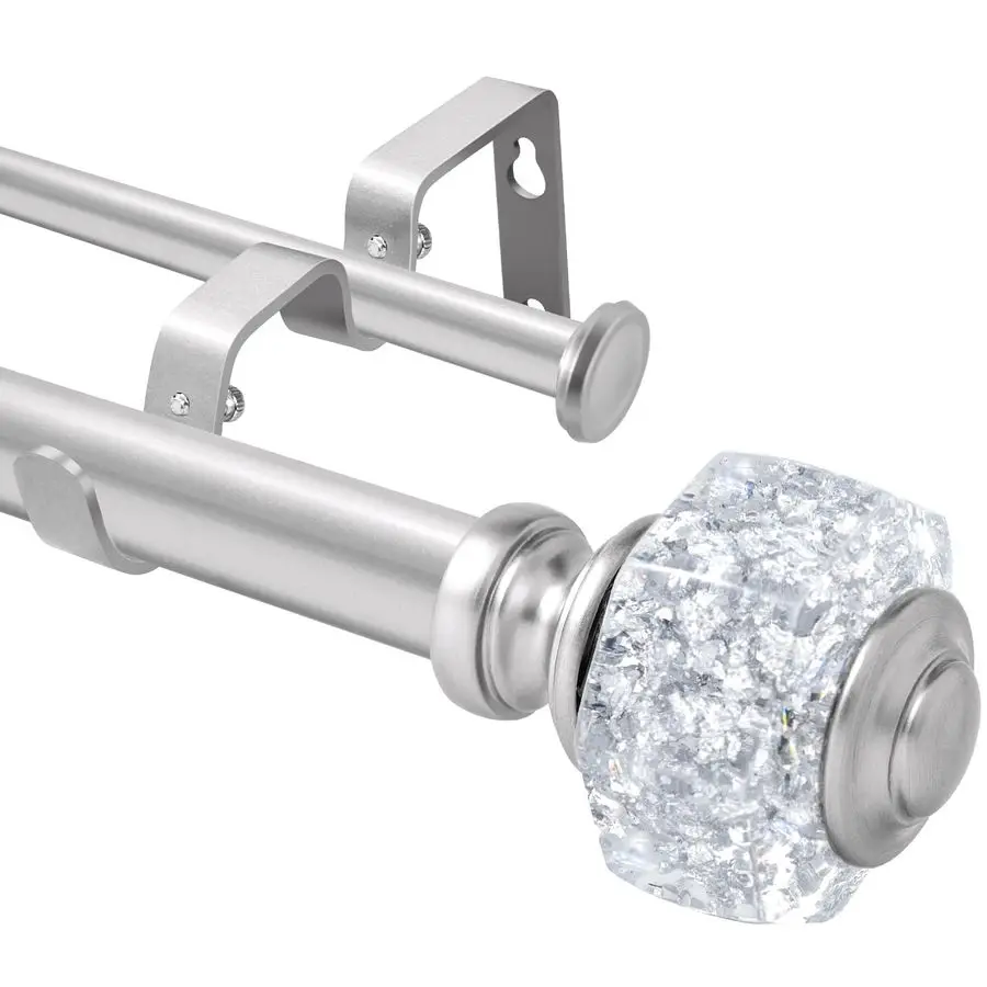 

Дюймовый серебряный двойной карниз для окон, натяжной карниз для окон, 84–120 дюймов, домашние двойные карнизы для окон, усилитель для гостиной, спальни