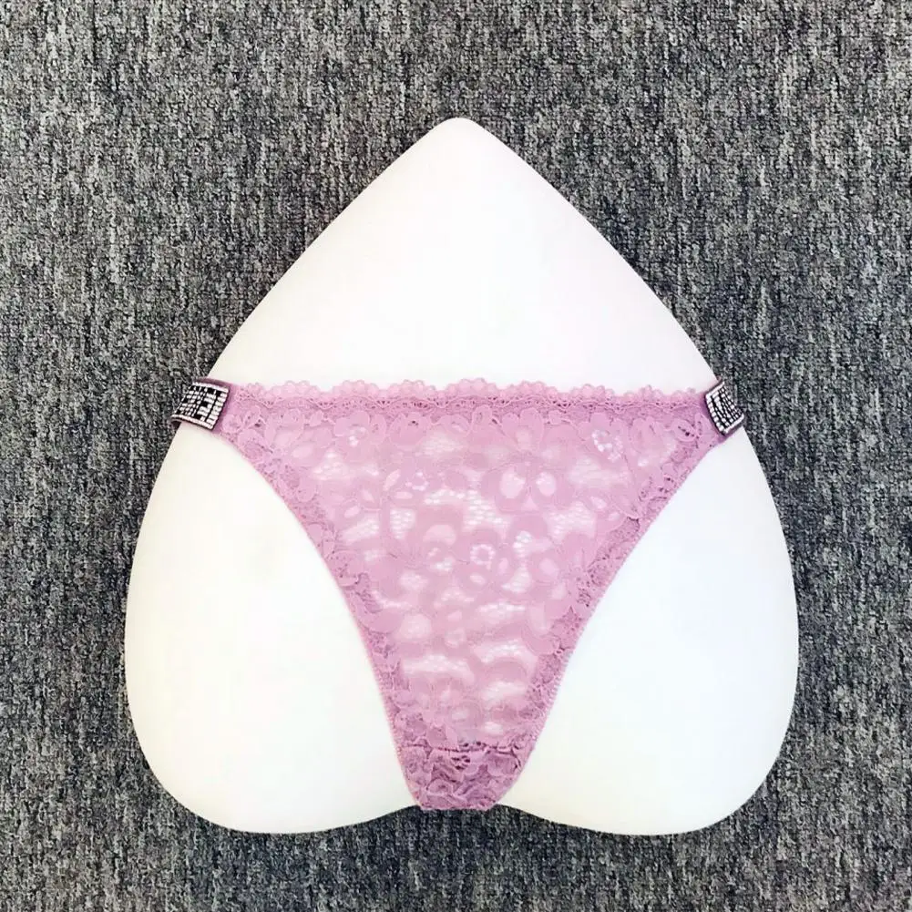 Calcinha de renda elegante para mulheres, decoração strass, tanga sexy, levantador do bumbum, roupa interior fio-dental