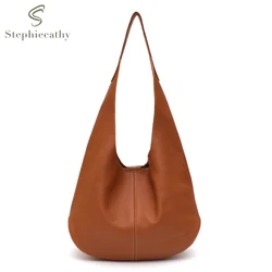 SC Quality Natural Cowhide Leather Women Hobo Handbags Casual Slouchy Daily Style Soft Skin Single Shoulder Purses Shopper Bag