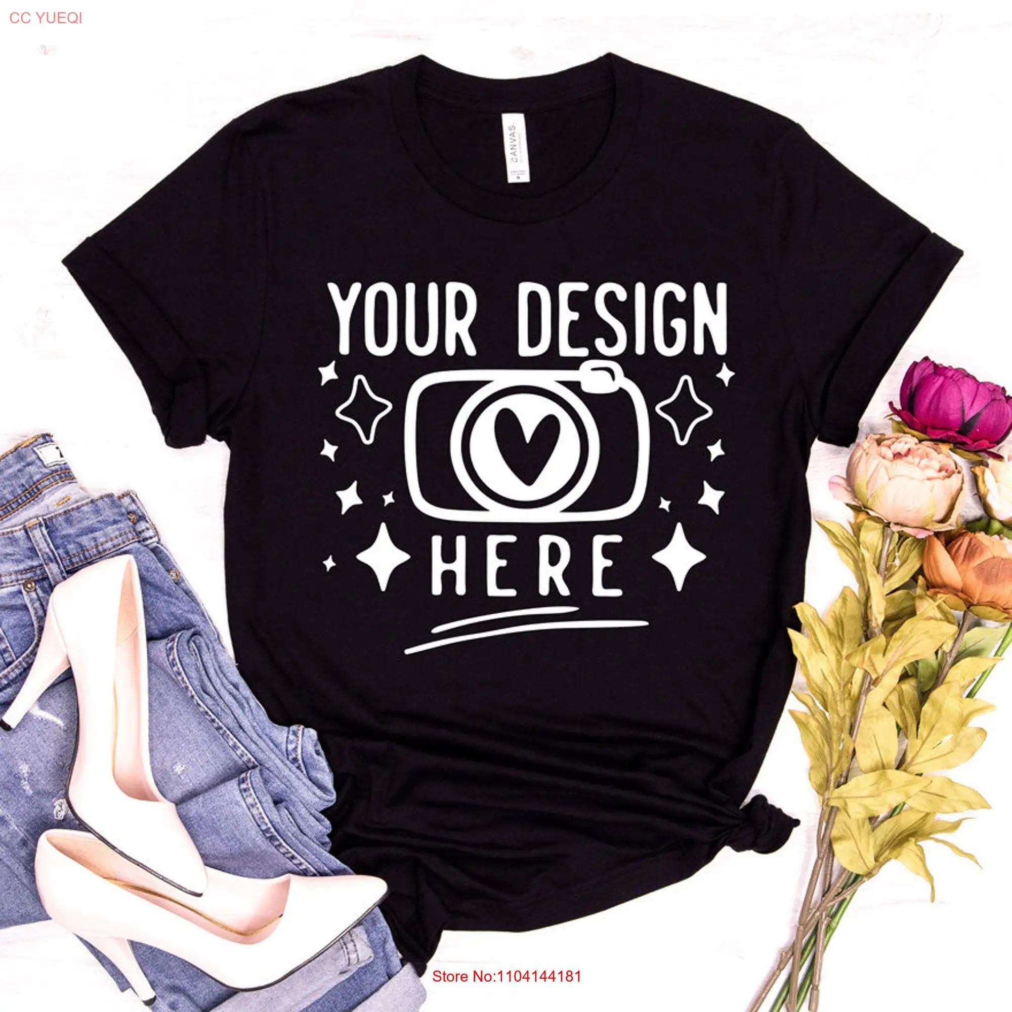 Bella Canvas 3001 Black T Shirt Mockups Mockup Summer Flat Lay Holiday Styled long or short sleeves