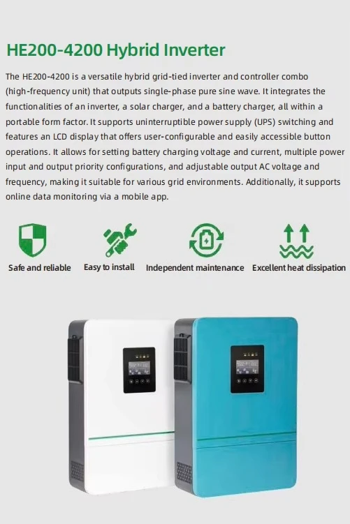 HE200-6500P Hybrid Solar Inverter 10KW 11KW 12KW 22KW 33KW  50KW Power Pure Sine Wave Single Phase  for Solar Energy System
