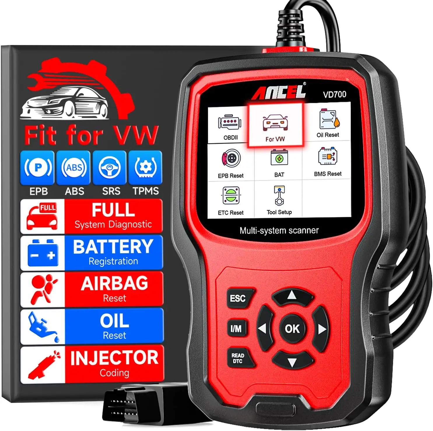 

VD700 OBD2 Diagnostic Scanner Live Vehicle Health Monitoring Tool for Volkswagen Audi Skoda Seat