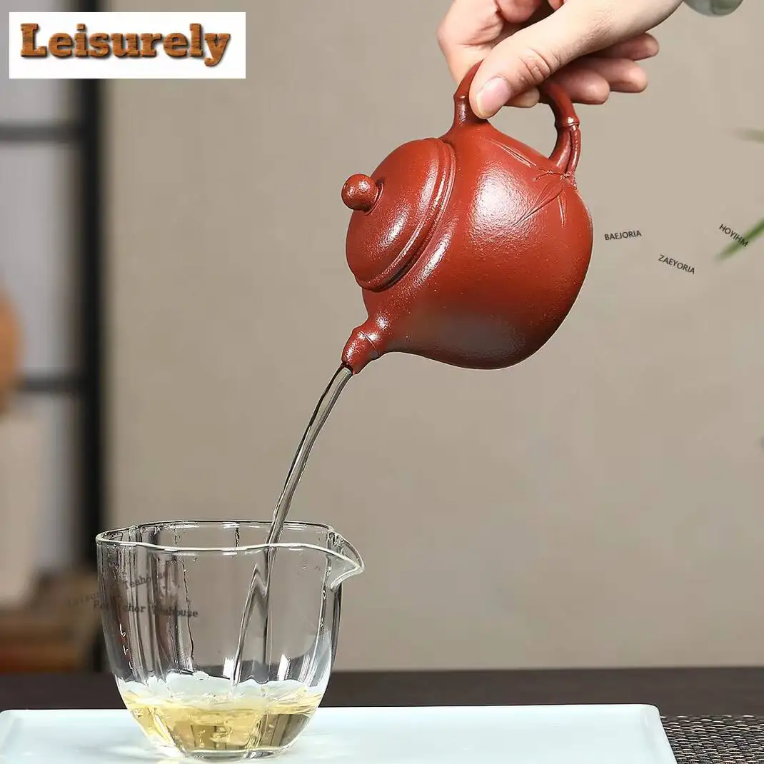 250ml Traditional Yixing Purple Clay Teapots Handmade Maple Leaf Pot Raw Ore Red Downhill Mud Kettle Zisha Tea Set Tea Services