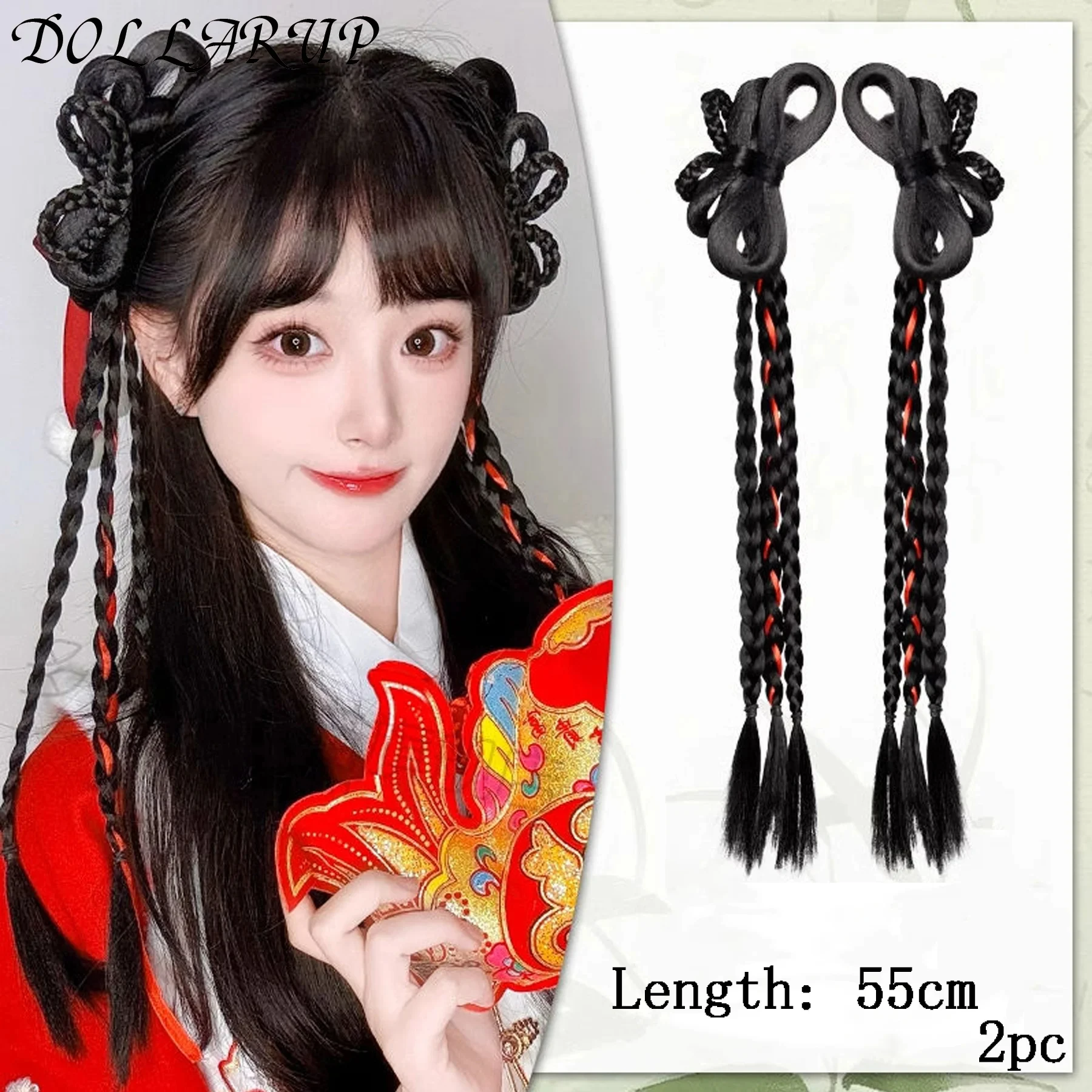 JKL الاصطناعية الصينية التقليدية الرجعية الشعر الأسود Chignon وهمية Hanfu كعكة الشعر وسادة عالية القديمة الأميرة التلفزيون شعر مستعار تأثيري #6