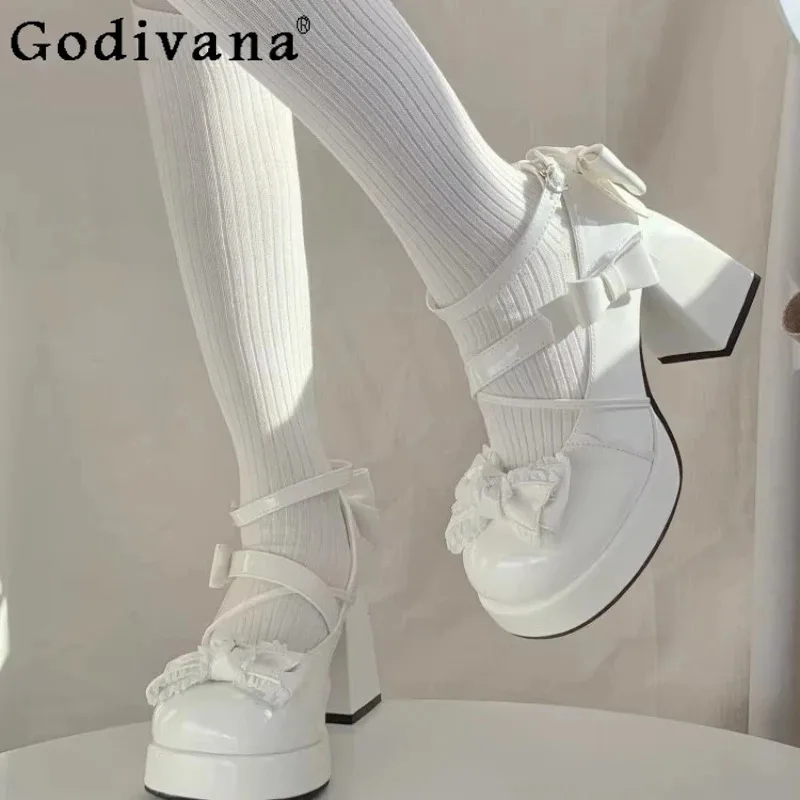 

Женские одинарные туфли в японском стиле, оригинальные туфли на среднем каблуке для девочек, непромокаемая милая обувь в стиле Лолиты на платформе