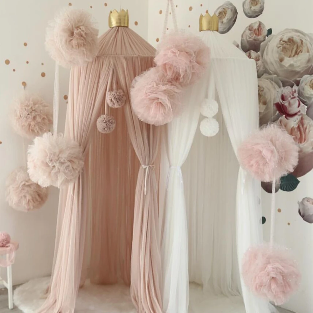 25cm Princess Chiffon Ball Canopy Bed Curtain Net Ball Summer Curtain Net Ball  Baby Girls Room Decoration