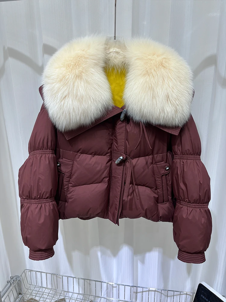 2024 New Fashion Women Winter Natural Fox Fur Collar Coats Goose Down Jacket Style Female Luxury Coats Puffer Jackets