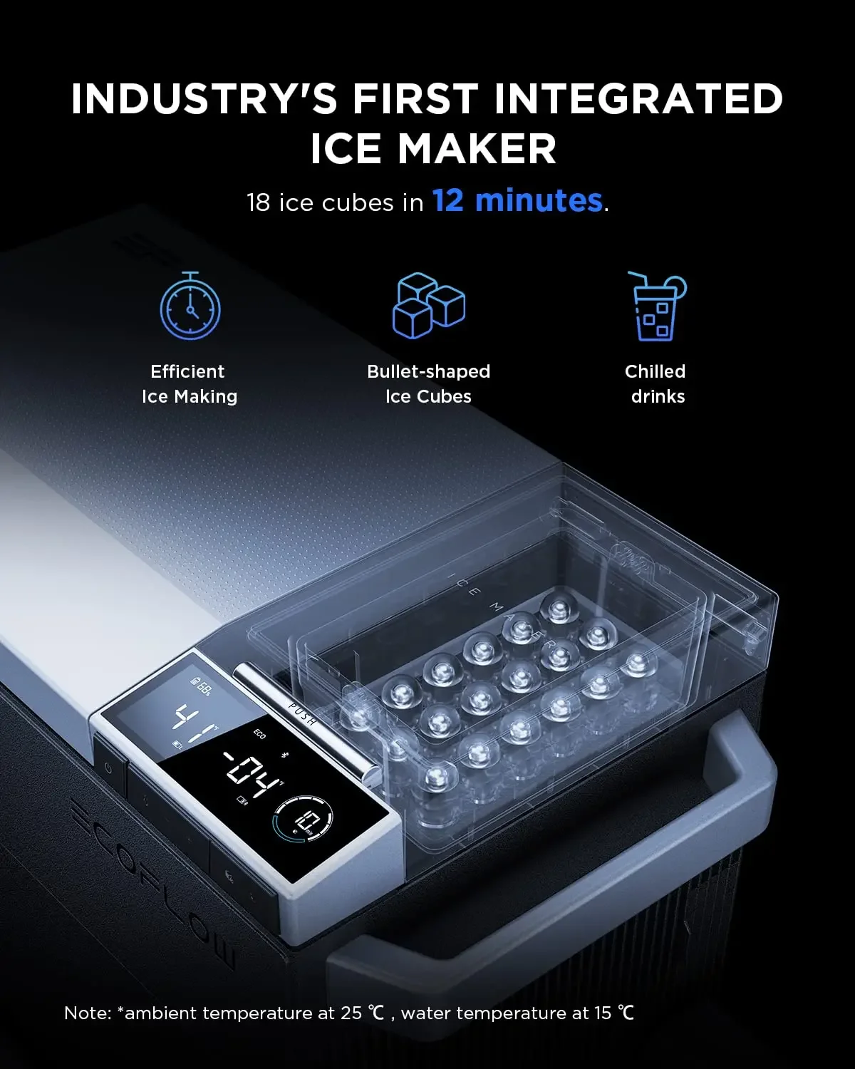 38L Dual Zone Portable Car Refrigerator Built-in Ice Maker WIFI APP Control Outdoor Camping Vehicle Cooling Storage Cooler Box