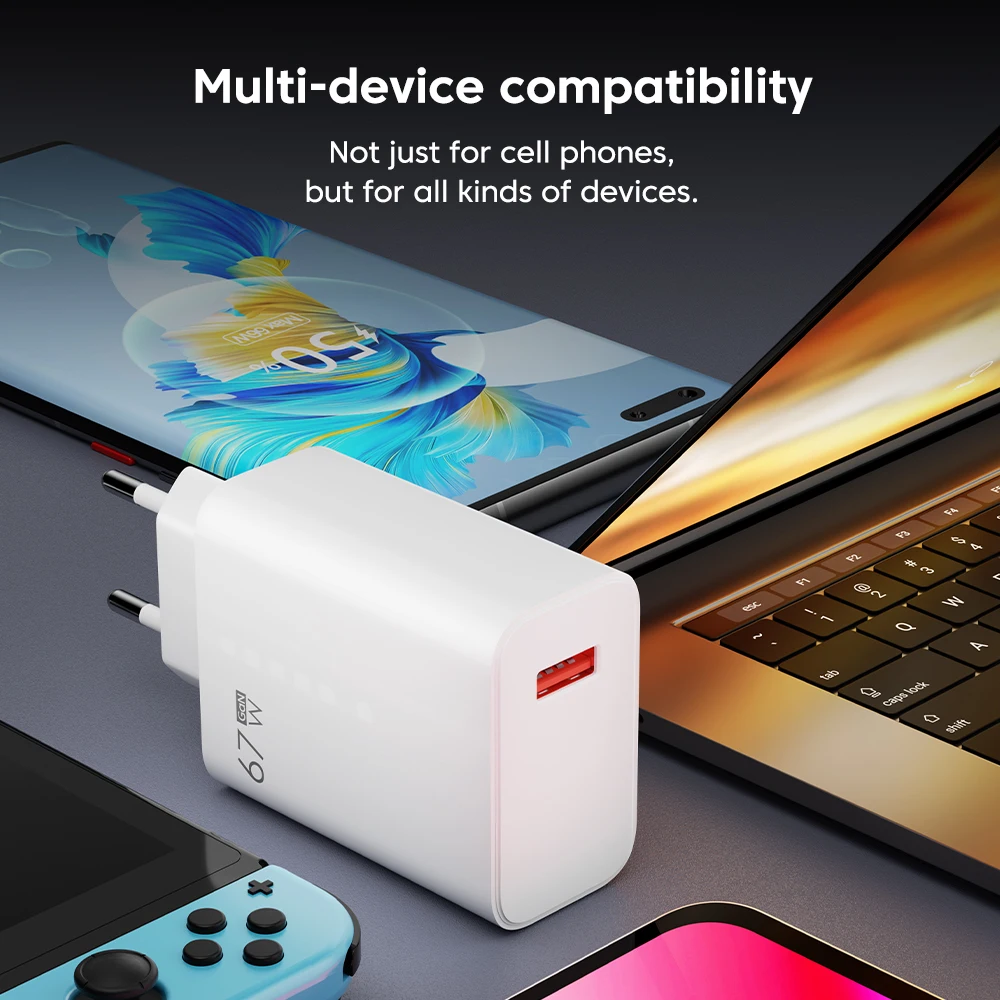 Olaf 67W USB Charger Fast Charge QC 3.0 Mobile Phones Wall Chargeur Adapter For Samsung S10 Xiaomi Mi 11 iPhone 10A Type C Cable