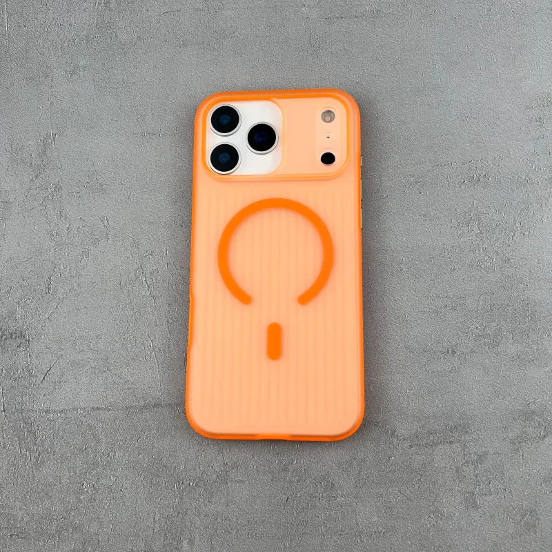 

Ripple pattern Magsafe magnetic wireless charging case suitable for iPhone 17 16 15 Pro Max anti slip bumper hard PC matte cover