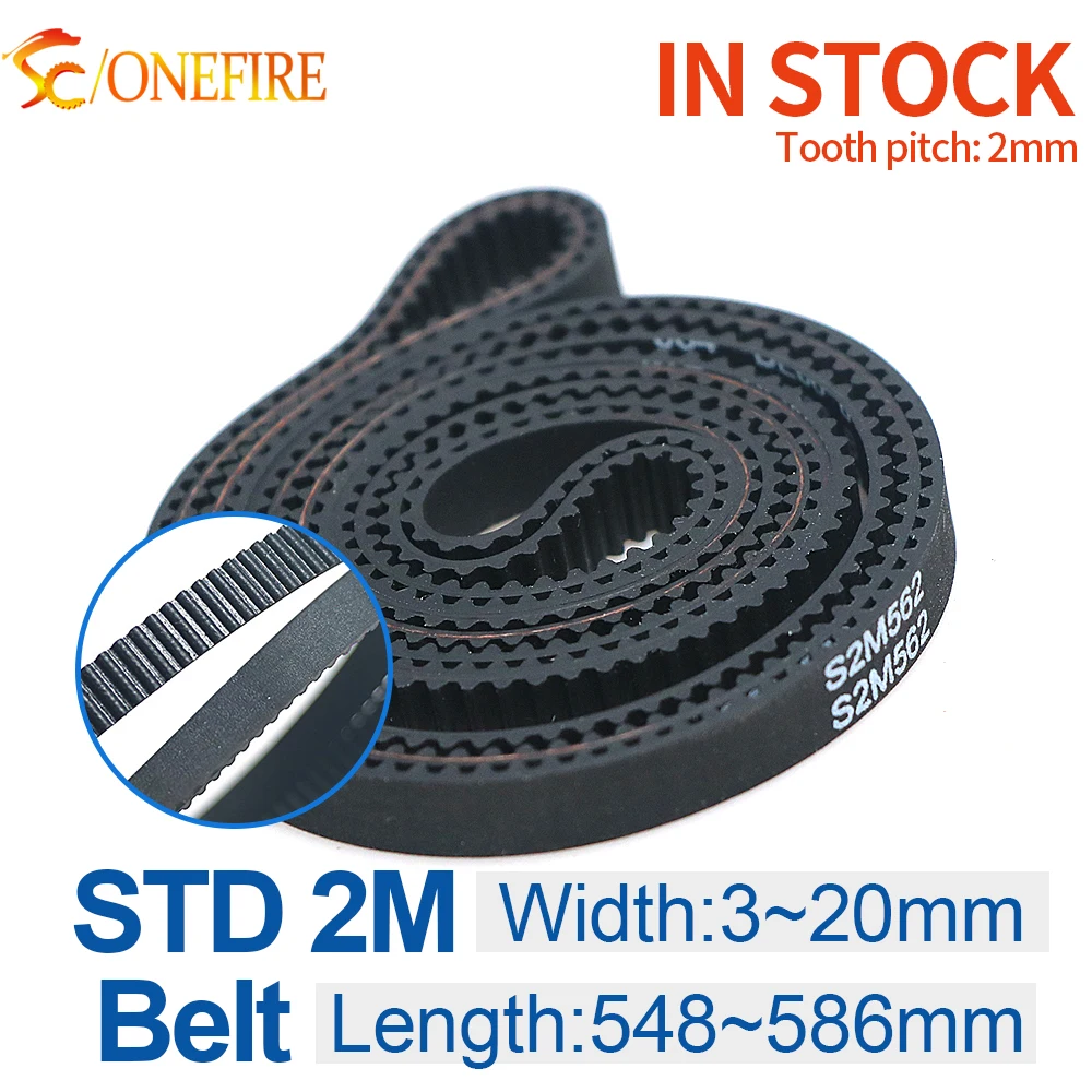 

STS S2M Rubber Timing Belt Length 548/552/556/560/562/568/570/572/580/586mm Width 3/5/6/9/10/12/15/20mm Toothed Belt