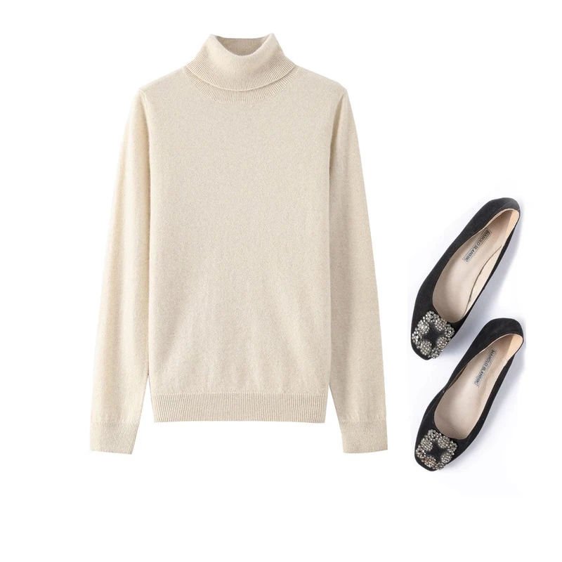 

2025 Women's Fashion Autumn/Winter New 30% Cashmere 70% Wool High Collar Solid Color Long Sleeve Hooded Loose Knitted Sweater