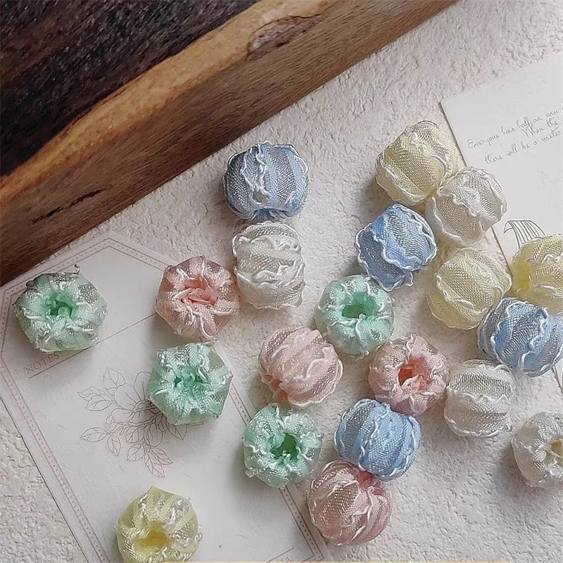 New arrived 50pcs/lot color fabric winding rounds shape resin straight hole  beads diy jewelry garment/hair pendant accessory