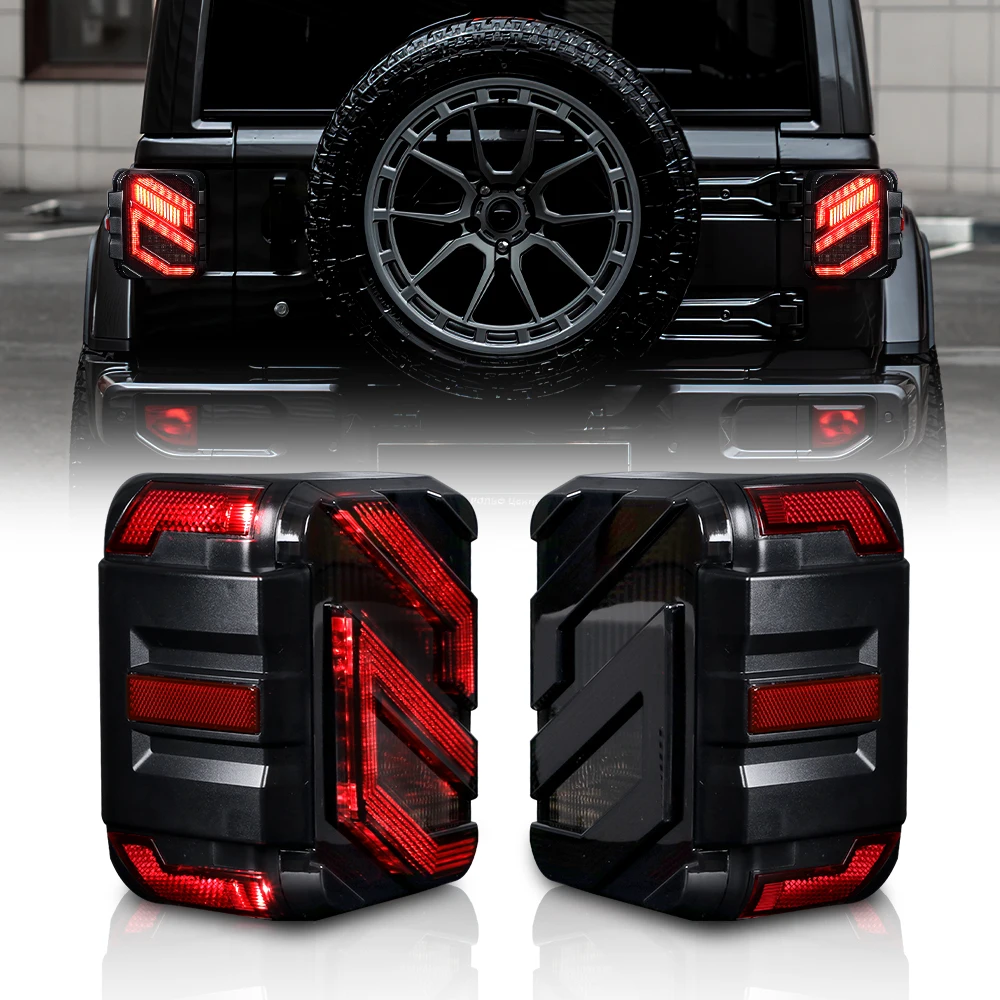 

LOYO Rear Lamp LED Tail Lights Smoke Lens S Tail Light for Jeep JL 2018+ With Turn Signal Brake Lights for Jeep Wrangler JL