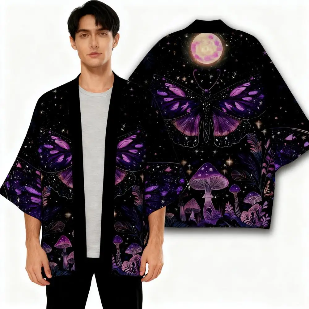 كيمونو رجالي ياباني بنمط الرافعة ، سترة هاوري ، يوكاتا ، توبات ساموراي عتيقة ، ملابس رجالية كبيرة الحجم ، كاجوال ، صيف ، شاطئ ، هاراجاكو #1