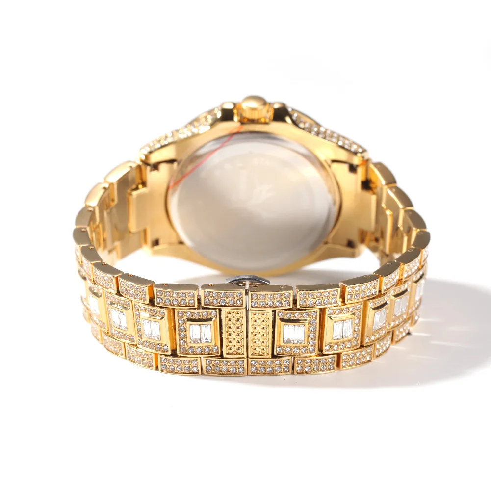 Luxury Hip Hop Watch Large Dial Unique Design New Diamond Accent High Quality Designer Wristwatch Quartz Movement Timepiece