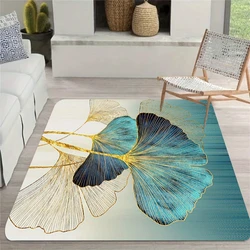 Blue Ginkgo Leaf Printed Decorative Bedroom Floor Rug Bathroom Absorbent Non-slip Carpet for Bedroom Home Room Decor Accessories