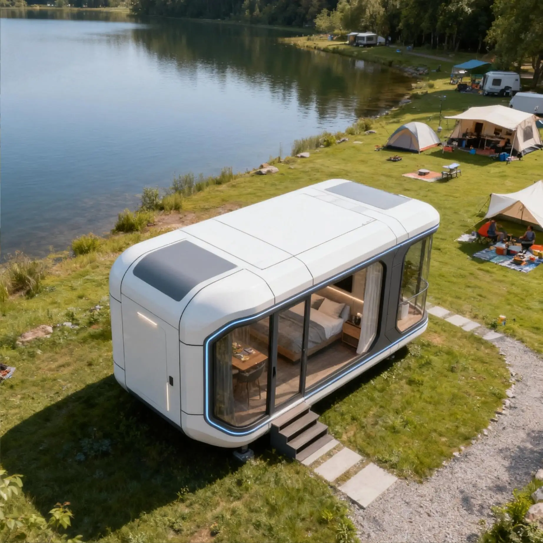 20ft Steel Container House Capsule Office & Sleeping Cabin with Warehouse Hotel & Office Features Made of Sandwich Panel