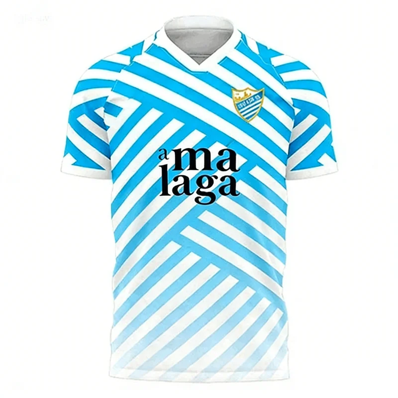 Camiseta de Fútbol Estilo Clásico Málaga 2026, Manga Corta, Transpirable, Secado Rápido, para Entrenamiento Deportivo, Playa y Fútbol