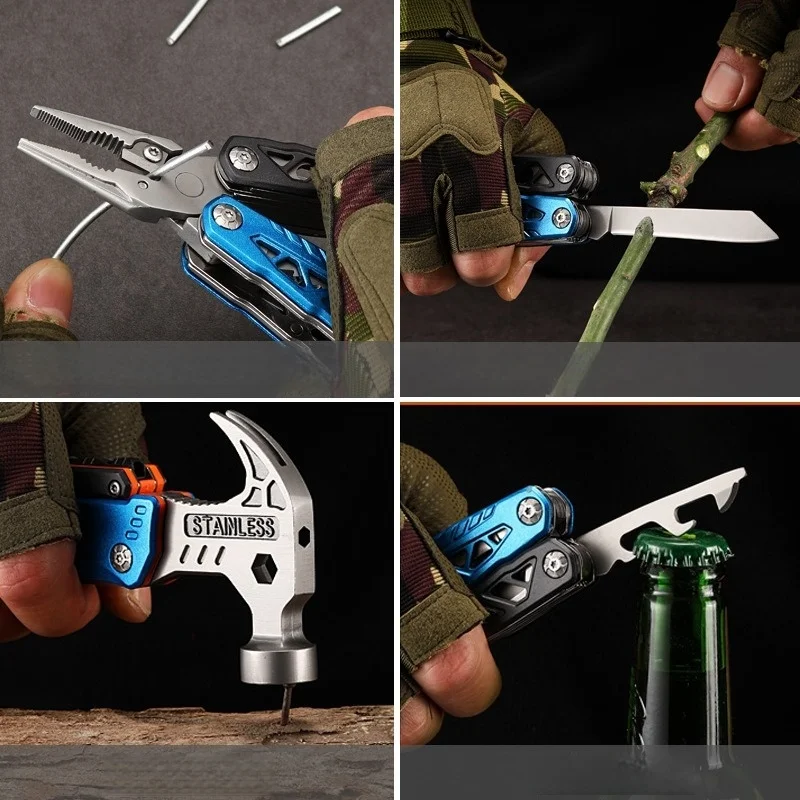 Outdoor Multifunctional Hammer Pliers Tactical Knife Window Breaker Portable Camping Emergency Survival Tool