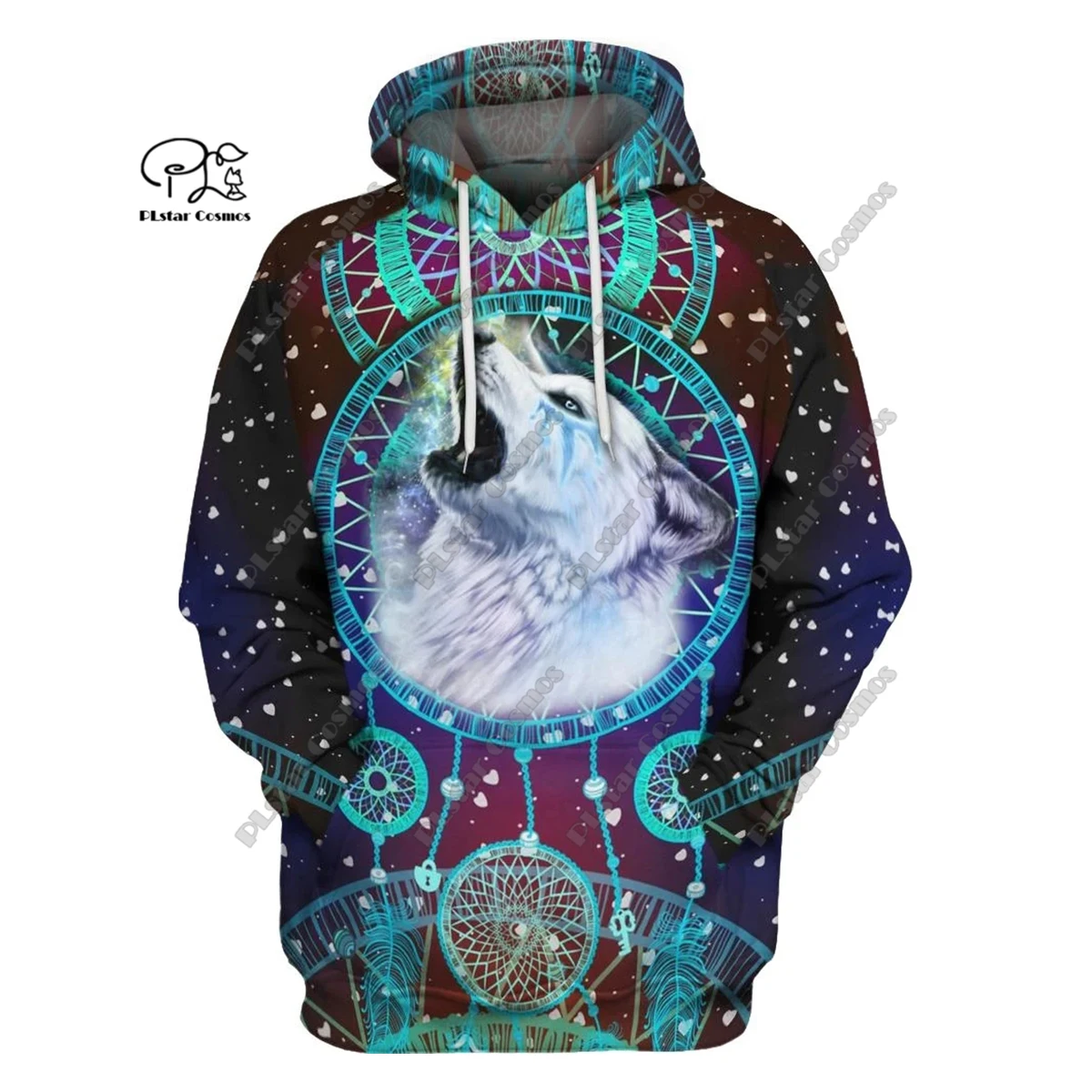 

PLstar Cosmos 3D printing latest aboriginal theme dream catcher feather wolf festival unique men's and women's hoodie 7