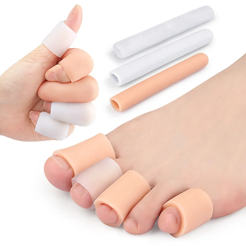 2 pçs = 1 par pés corrector dedo palmilha gel macio tubo de silicone joanete dedo do pé separador divisor protetor cuidados com os pés