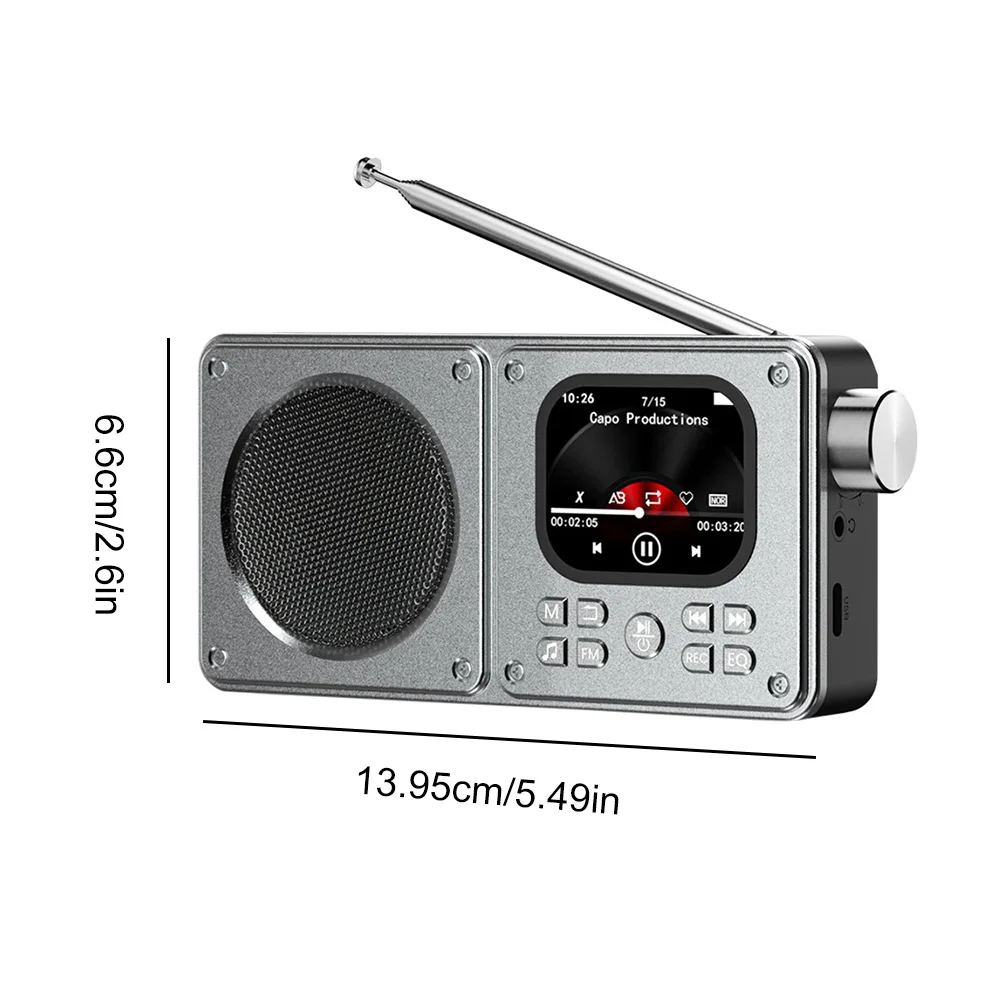 Reproductor de Radio FM portátil MP3/MP4, altavoces BT inalámbricos para exteriores de 1500mAh, Mini reproductor de música con sonido Hifi para viajes al aire libre y Camping