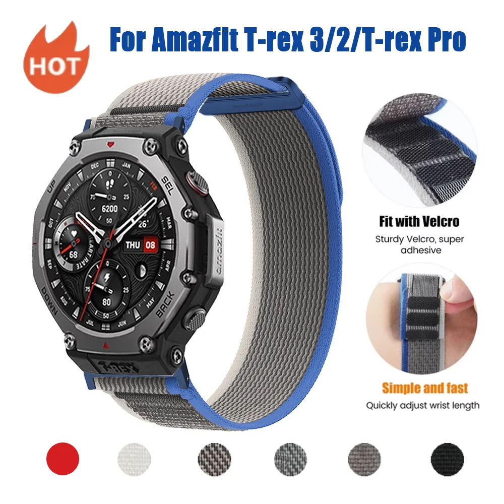 Nylon Loop Strap For Huami Amazfit T Rex 3 Breathable Braided WristBand For Amazfit T-Rex 2/T-Rex Pro Sports strap Accessories