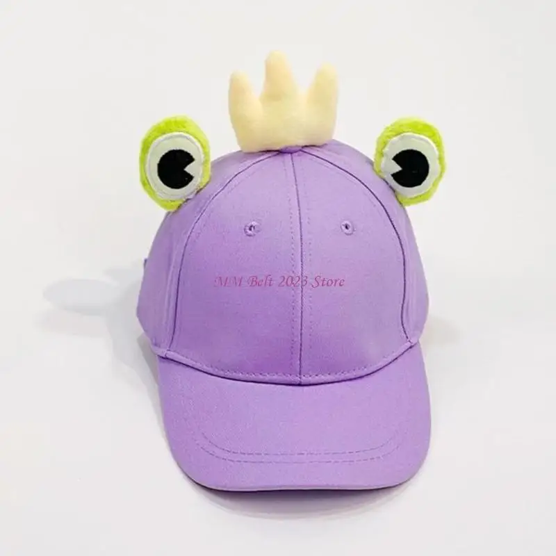49ME أطفال كارتون لعيون الضفدع تاج القطن قبعة بيسبول الربيع الصيف في الهواء الطلق واقية من الشمس الحلو لون الحلوى قابل للتعديل